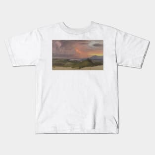 Sunset in the Hudson Valley by Frederic Edwin Church Kids T-Shirt